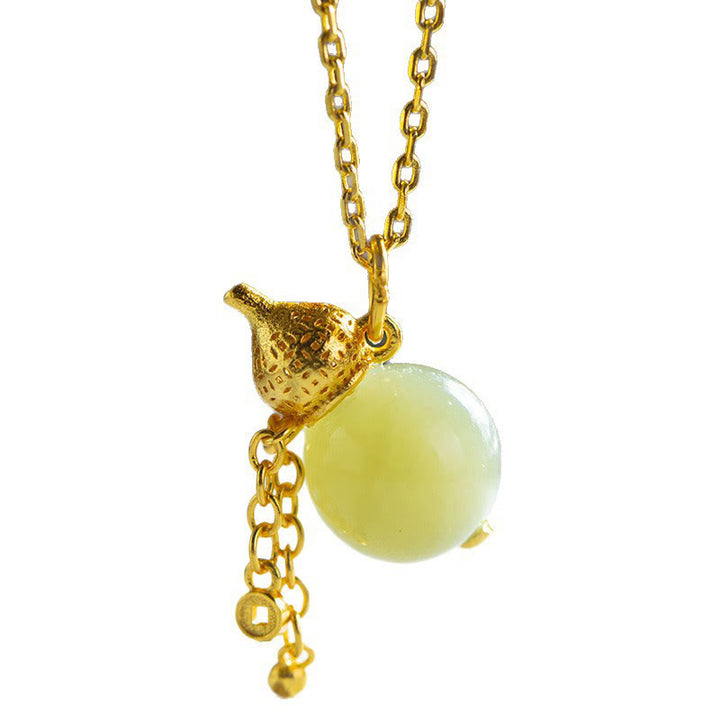 Buddha Stones 925 Sterling Silber Kürbis Hetian Jade Glück Fülle Anhänger Halskette - image 4