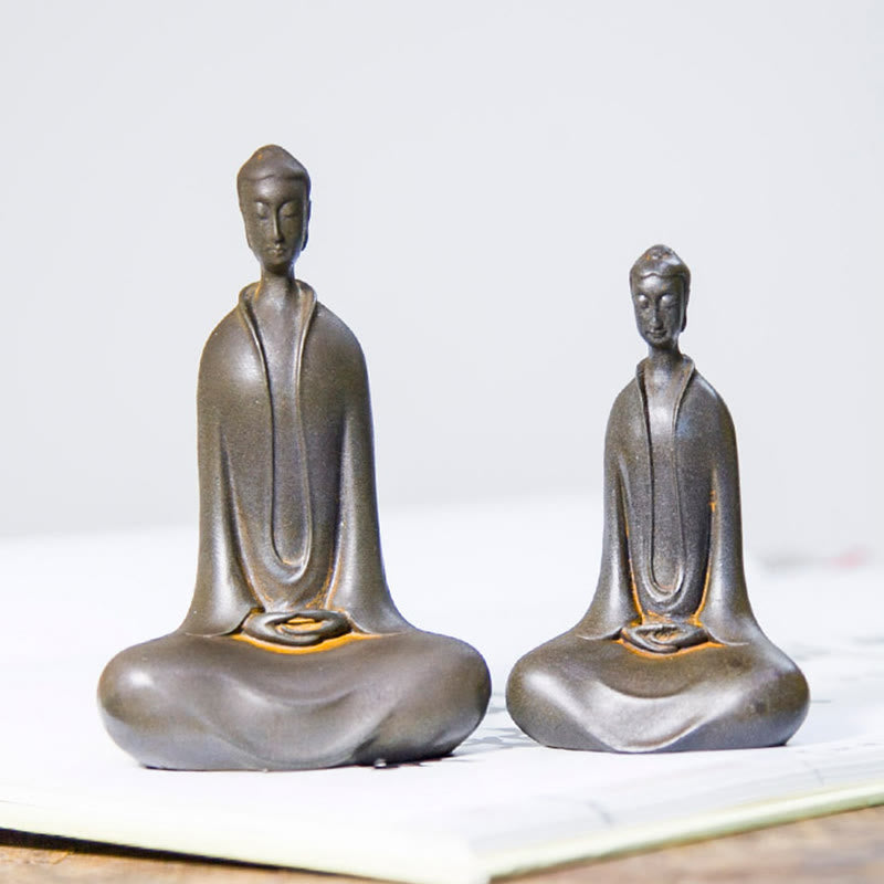 Buddha Stones Handgemachte Sakyamuni Buddha Eisenpulver Rostgegossene Harzstatue Wohnkultur - image 24