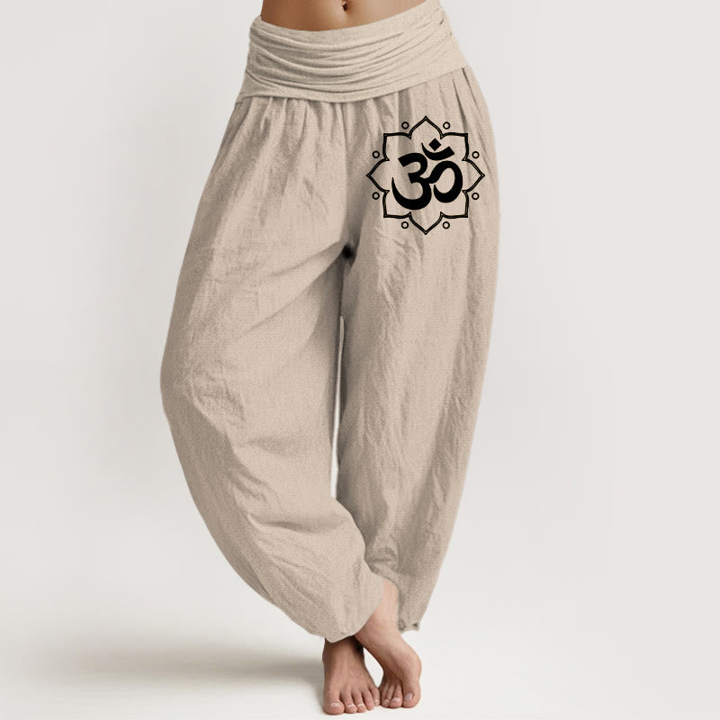 Haremshose mit Buddha Stones , reine Baumwolle, schlicht, Mandala, Om-Symbol-Muster, für Damen, elastische Taille - Bräunen - US22, UK/AU26, EU54 (6XL) - image 14