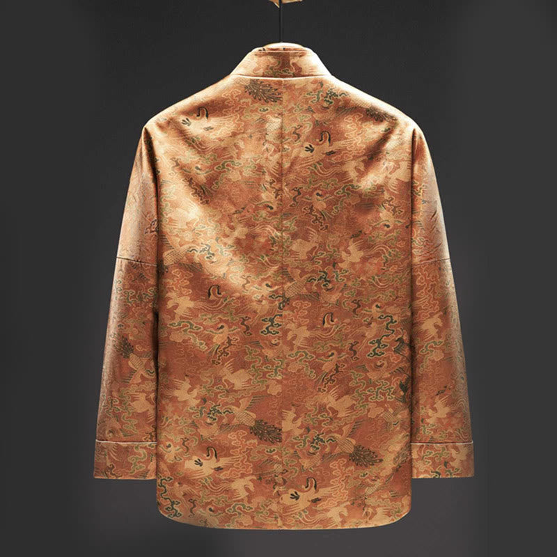 Buddha Stones 100 % Maulbeerseide 30 Momme Phoenix Auspicious Clouds Langarm-Herrenjacke - image 1
