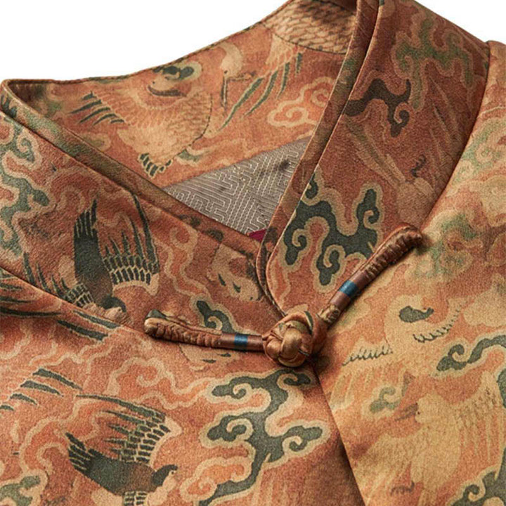 Buddha Stones 100 % Maulbeerseide 30 Momme Phoenix Auspicious Clouds Langarm-Herrenjacke - image 5