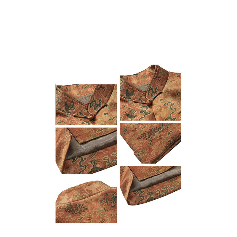 Buddha Stones 100 % Maulbeerseide 30 Momme Phoenix Auspicious Clouds Langarm-Herrenjacke - image 16