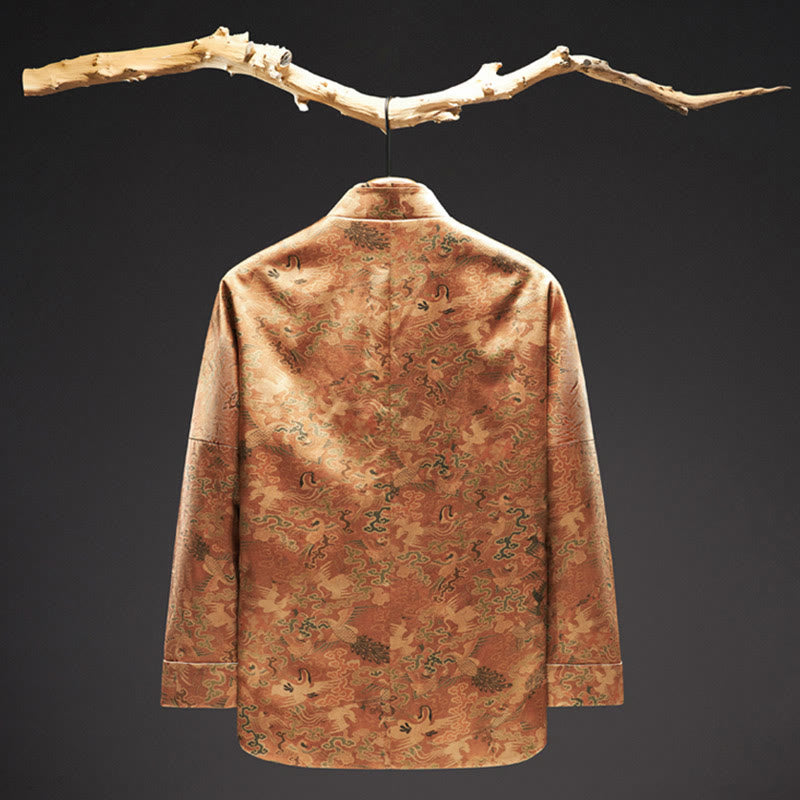 Buddha Stones 100 % Maulbeerseide 30 Momme Phoenix Auspicious Clouds Langarm-Herrenjacke - image 3