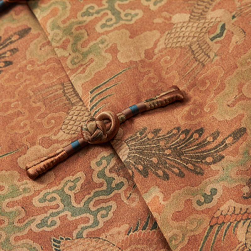 Buddha Stones 100 % Maulbeerseide 30 Momme Phoenix Auspicious Clouds Langarm-Herrenjacke - image 7