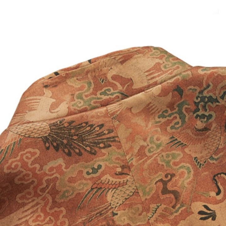 Buddha Stones 100 % Maulbeerseide 30 Momme Phoenix Auspicious Clouds Langarm-Herrenjacke - image 6