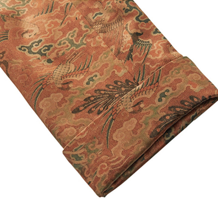 Buddha Stones 100 % Maulbeerseide 30 Momme Phoenix Auspicious Clouds Langarm-Herrenjacke - image 11