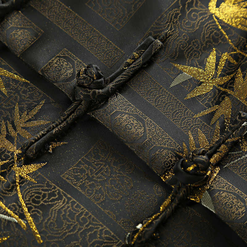 Buddha Stones Golden Bamboo Jacquard Frog-Button Langarm Herrenjacke mit Taschen - image 7