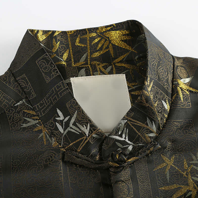 Buddha Stones Golden Bamboo Jacquard Frog-Button Langarm Herrenjacke mit Taschen - image 4