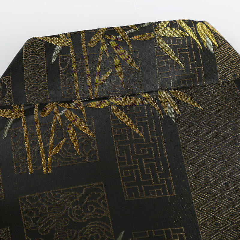 Buddha Stones Golden Bamboo Jacquard Frog-Button Langarm Herrenjacke mit Taschen - image 5