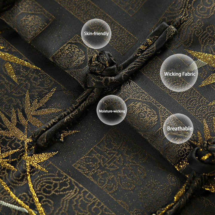 Buddha Stones Golden Bamboo Jacquard Frog-Button Langarm Herrenjacke mit Taschen - image 6