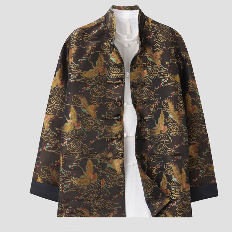 Buddha Stones Bunte Phoenix Auspicious Wolken Frosch-Knopf Langarm Herrenjacke mit Taschen - image 2