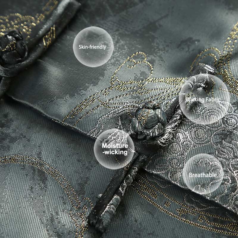 Buddha Stones Kirin Mountains Frog-Button Langarm Herrenjacke mit Taschen - image 5