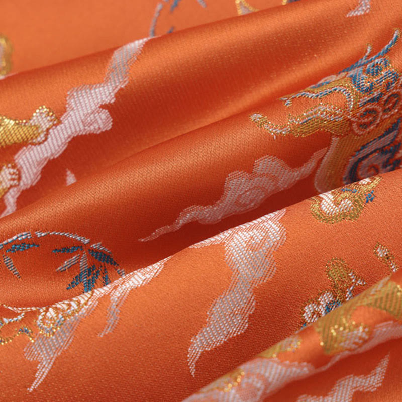 Buddha Stones Orange Kirin Auspicious Clouds Frog-Button Langarm Herrenjacke mit Taschen - image 11