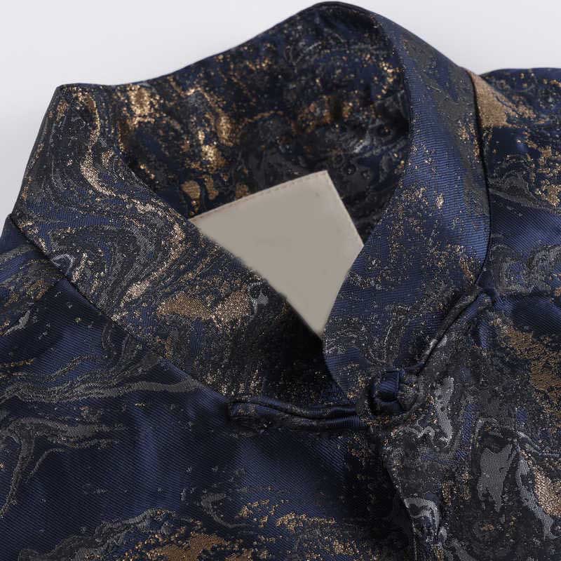 Buddha Stones Blue Flowing Water Mountains Frog-Button Langarm Herrenjacke mit Taschen - image 4