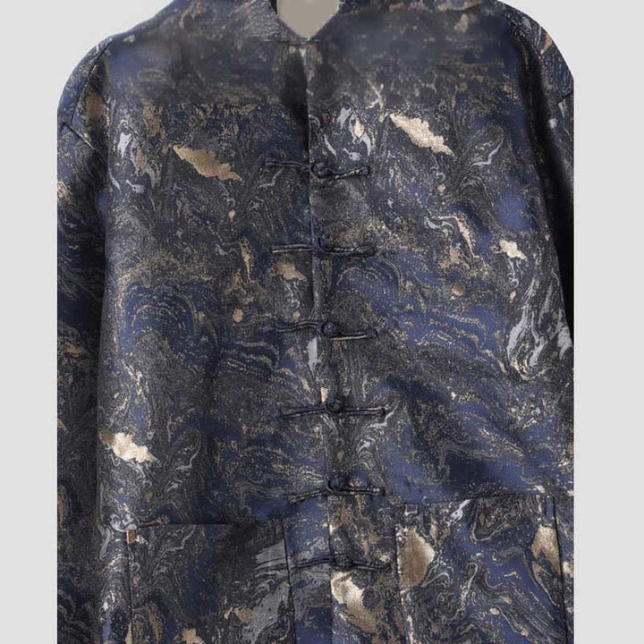 Buddha Stones Blue Flowing Water Mountains Frog-Button Langarm Herrenjacke mit Taschen - image 3