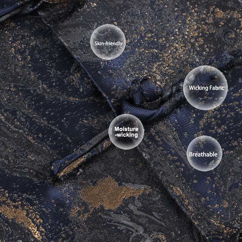 Buddha Stones Blue Flowing Water Mountains Frog-Button Langarm Herrenjacke mit Taschen - image 6