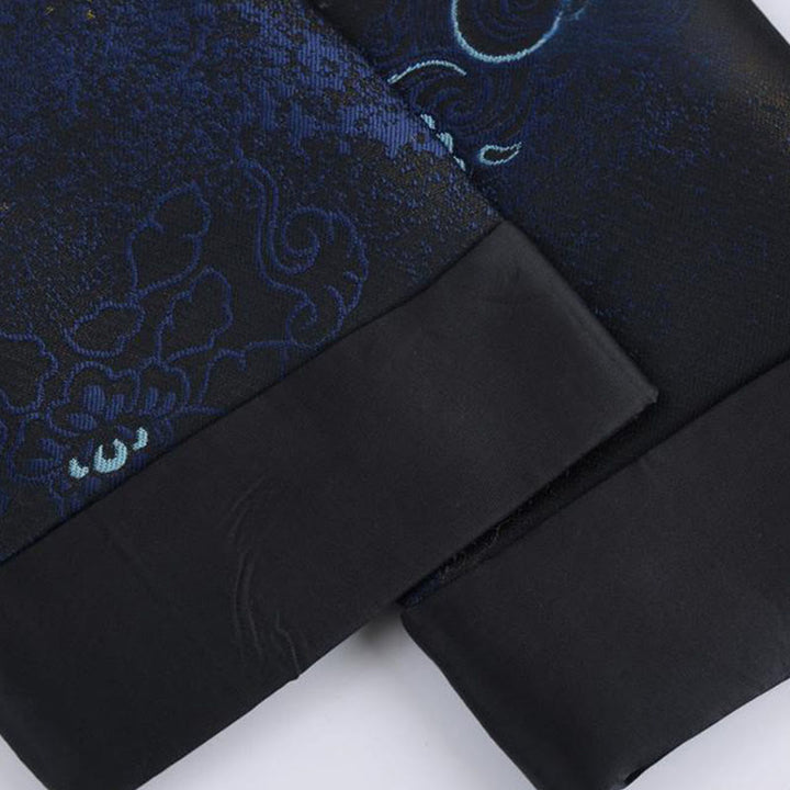 Buddha Stones Golden Desert Blue Flowers Froschknopf Langarm Herrenjacke mit Taschen - image 11