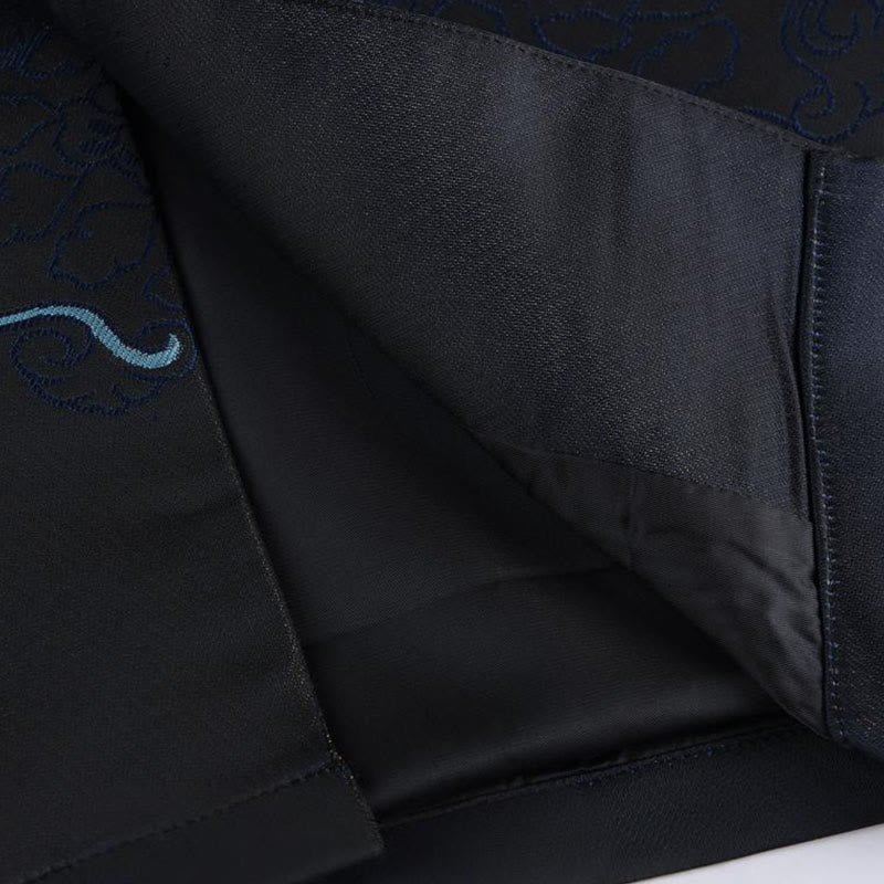 Buddha Stones Golden Desert Blue Flowers Froschknopf Langarm Herrenjacke mit Taschen - image 9