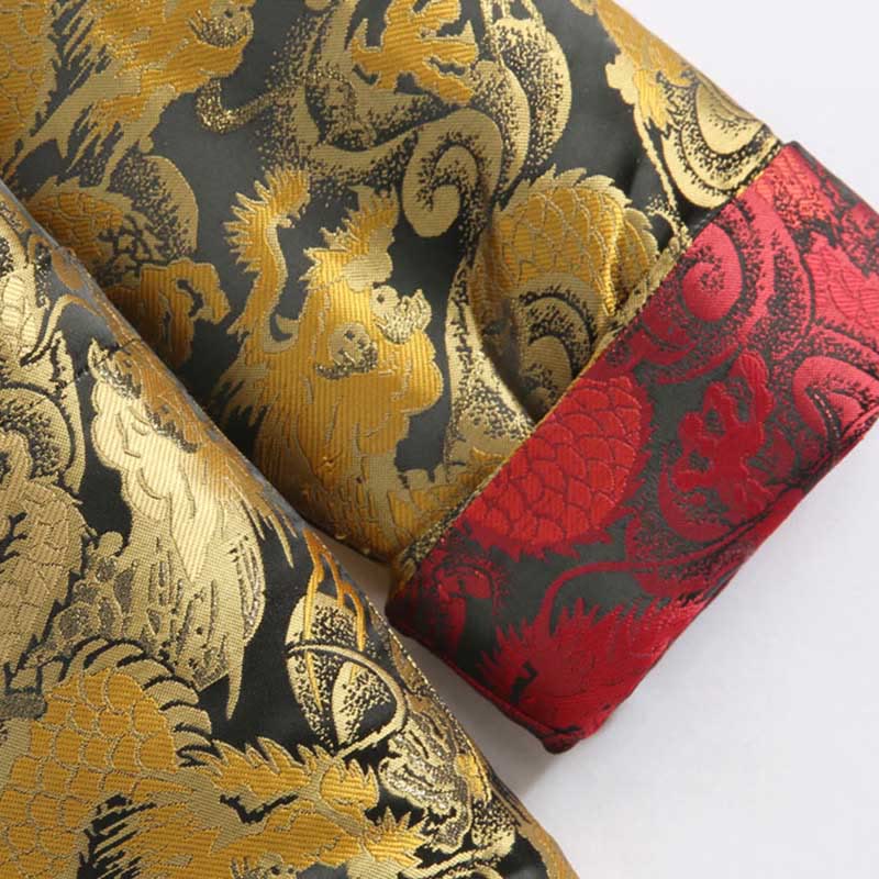 Buddha Stones Winter Dragon Jacquard Warme Froschknopf Langarm Herrenjacke mit Taschen - image 9