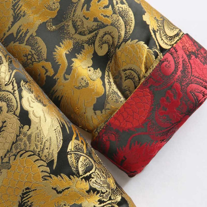 Buddha Stones Winter Dragon Jacquard Warme Froschknopf Langarm Herrenjacke mit Taschen - image 9