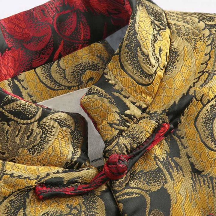 Buddha Stones Winter Dragon Jacquard Warme Froschknopf Langarm Herrenjacke mit Taschen - image 4