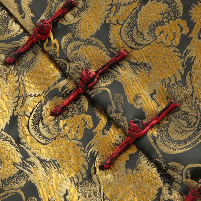 Buddha Stones Winter Dragon Jacquard Warme Froschknopf Langarm Herrenjacke mit Taschen - image 7