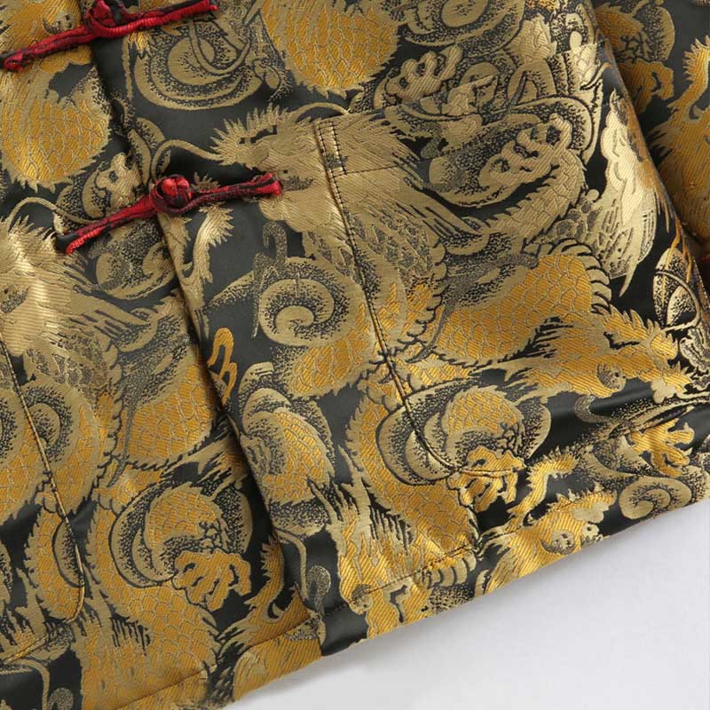 Buddha Stones Winter Dragon Jacquard Warme Froschknopf Langarm Herrenjacke mit Taschen - image 8