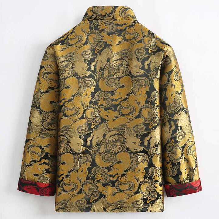 Buddha Stones Winter Dragon Jacquard Warme Froschknopf Langarm Herrenjacke mit Taschen - image 2