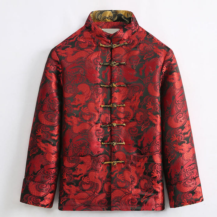 Buddha Stones Winter Dragon Jacquard Warme Froschknopf Langarm Herrenjacke mit Taschen - image 14