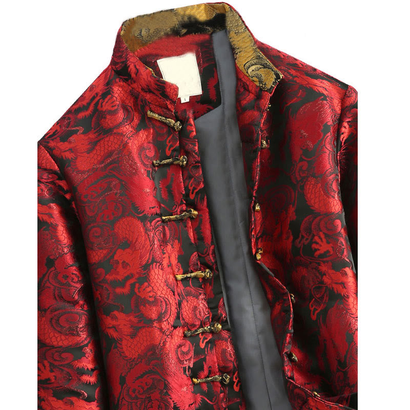 Buddha Stones Winter Dragon Jacquard Warme Froschknopf Langarm Herrenjacke mit Taschen - image 16