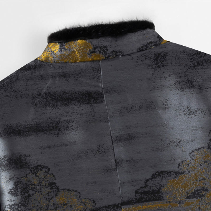 Buddha Stones ​​Antike Gebäude Bäume Frosch-Knopf Langarm Herrenjacke mit Taschen - image 6