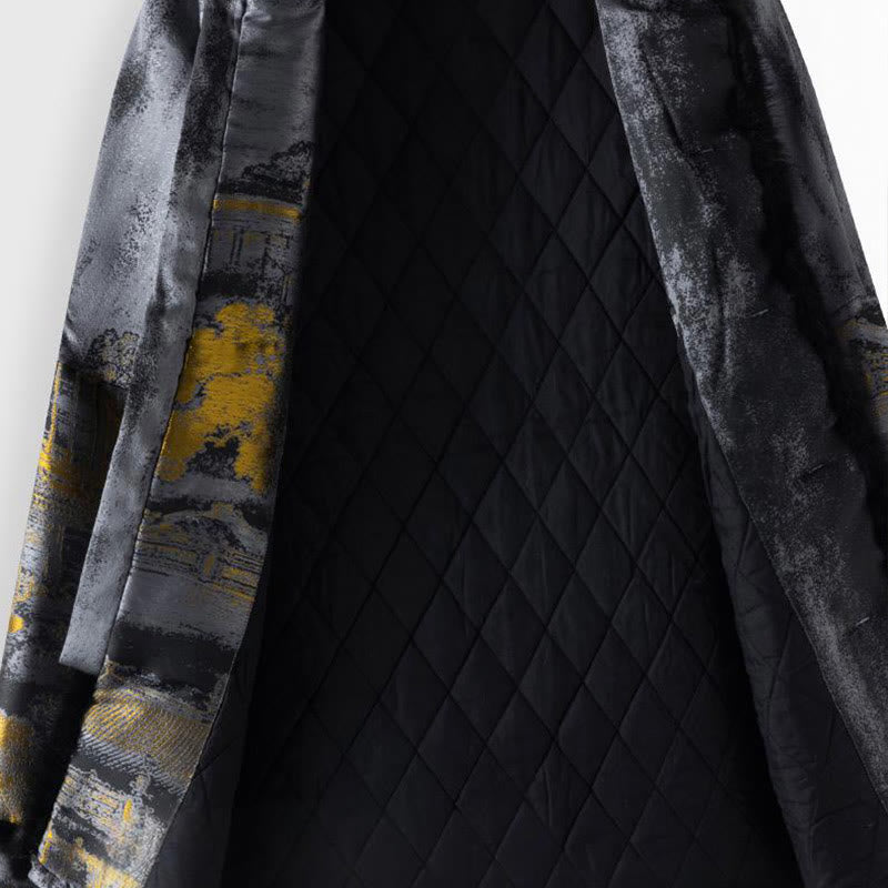 Buddha Stones ​​Antike Gebäude Bäume Frosch-Knopf Langarm Herrenjacke mit Taschen - image 4