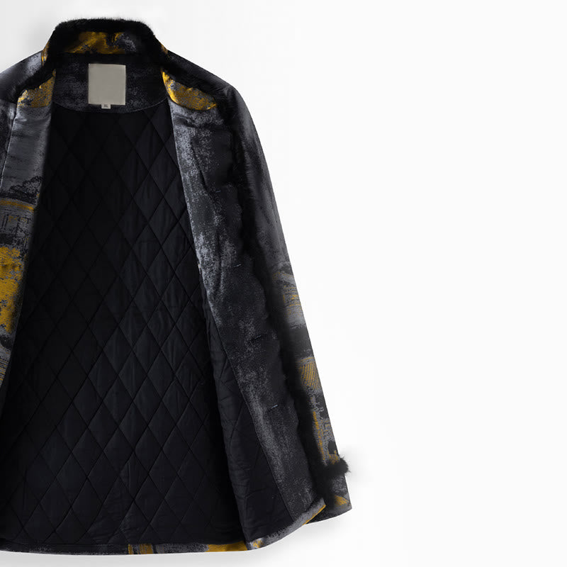 Buddha Stones ​​Antike Gebäude Bäume Frosch-Knopf Langarm Herrenjacke mit Taschen - image 3