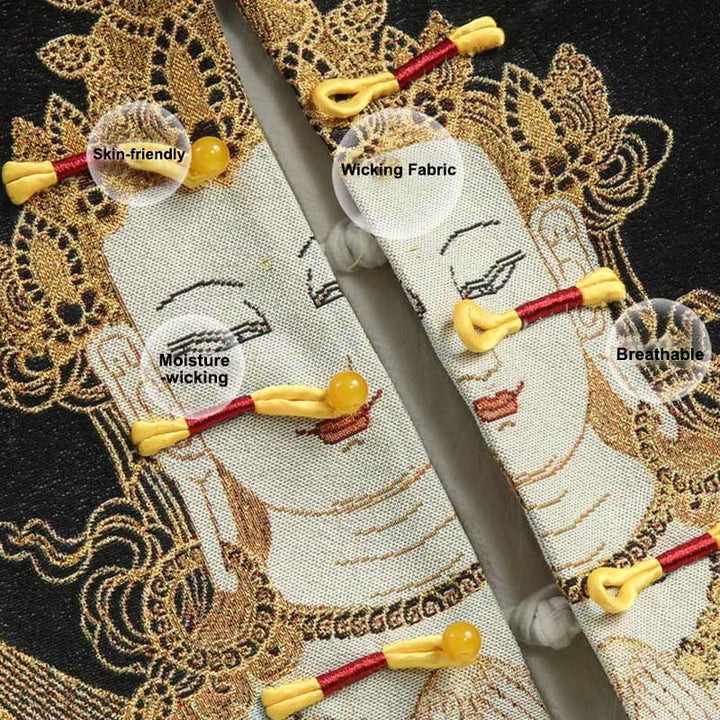 Buddha Stones Avalokitesvara Guanyin Frosch-Knopf Langarm Herrenjacke - image 5