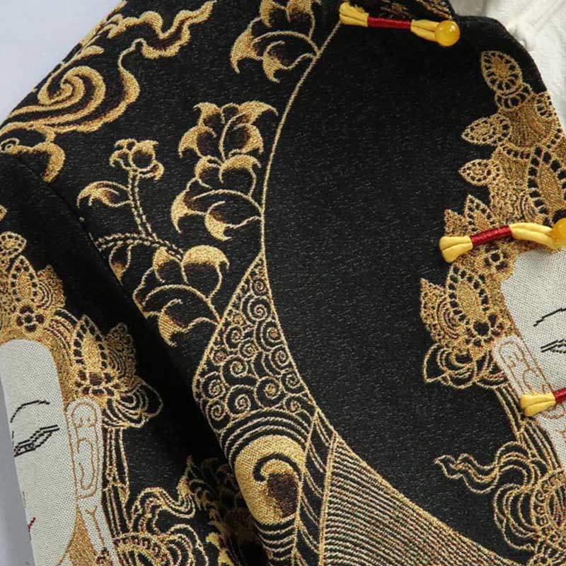 Buddha Stones Avalokitesvara Guanyin Frosch-Knopf Langarm Herrenjacke - image 9