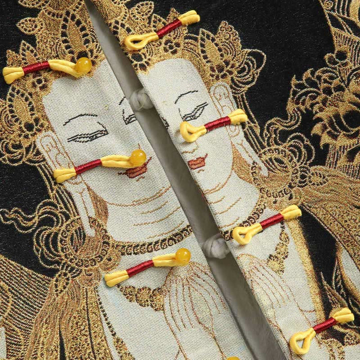 Buddha Stones Avalokitesvara Guanyin Frosch-Knopf Langarm Herrenjacke - image 6