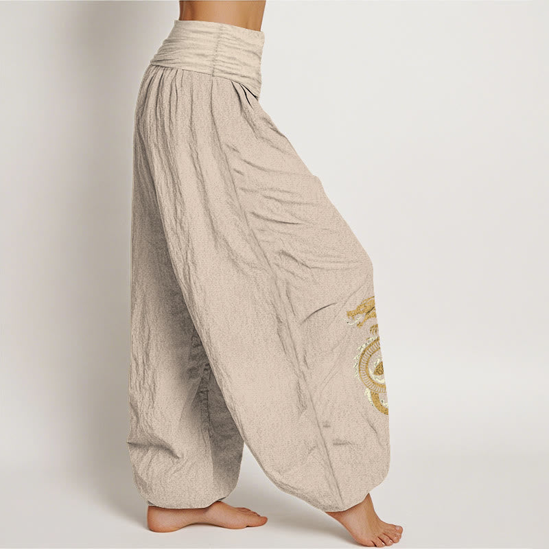 Buddha Stones Damen-Haremshose mit elastischer Taille und Drachenmuster aus reiner Baumwolle - image 12