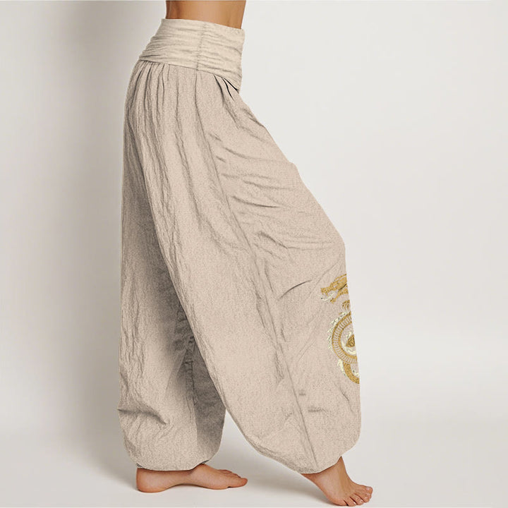 Buddha Stones Damen-Haremshose mit elastischer Taille und Drachenmuster aus reiner Baumwolle - image 12