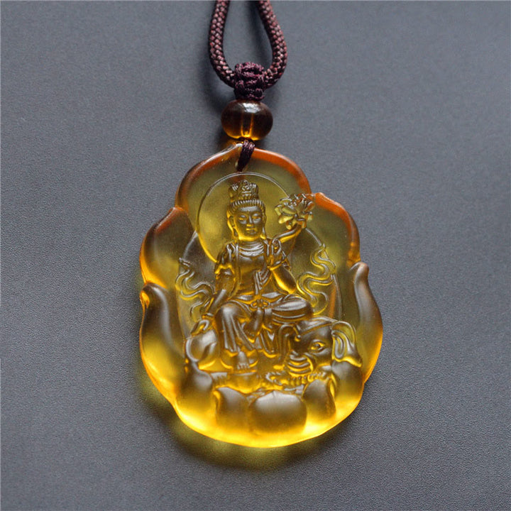 Buddha Stones, Liuli-Kristall, chinesisches Sternzeichen, Geburts-Buddha-Schutz, Halskettenanhänger - Drache/Schlange-Samantabhadra Bodhisattva - image 4