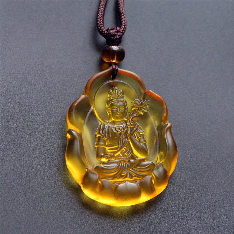 Buddha Stones, Liuli-Kristall, chinesisches Sternzeichen, Geburts-Buddha-Schutz, Halskettenanhänger - Pferd-Mahasattva Bodhisattva - image 0