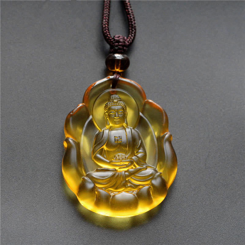 Buddha Stones, Liuli-Kristall, chinesisches Sternzeichen, Geburts-Buddha-Schutz, Halskettenanhänger - Hund/Schwein-Amitabha Buddha - image 11
