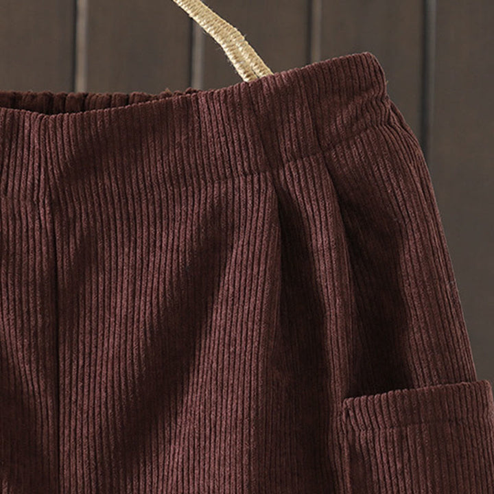 Buddha Stones Damenhose aus Cord-Baumwolle mit Fleecefutter und hoher Taille und weitem Bein und Taschen - image 4
