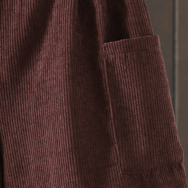 Buddha Stones Damenhose aus Cord-Baumwolle mit Fleecefutter und hoher Taille und weitem Bein und Taschen - image 5