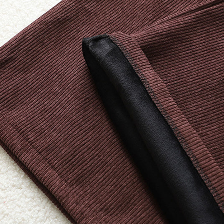 Buddha Stones Damenhose aus Cord-Baumwolle mit Fleecefutter und hoher Taille und weitem Bein und Taschen - image 8