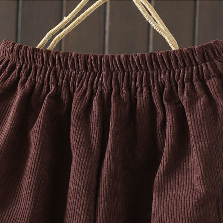 Buddha Stones Damenhose aus Cord-Baumwolle mit Fleecefutter und hoher Taille und weitem Bein und Taschen - image 3