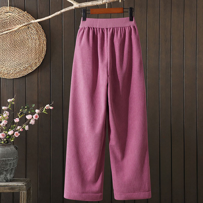 Buddha Stones Winterhose für Damen, weites Bein, Cord-Baumwolle, Thermo-Fleece-Futter, mit Taschen - image 1