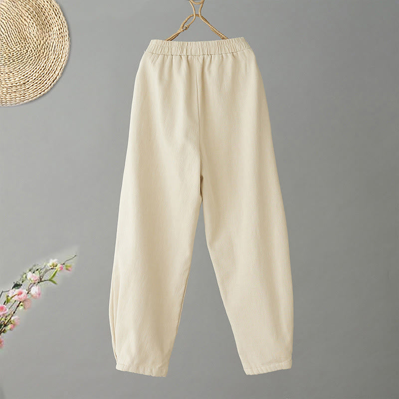 Buddha Stones Winter Damen-Knöchelhose aus Baumwolle mit Thermo-Fleece-Futter und Taschen - image 1