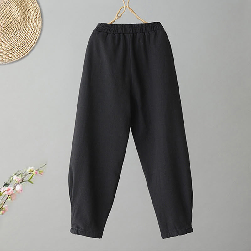 Buddha Stones Winter Damen-Knöchelhose aus Baumwolle mit Thermo-Fleece-Futter und Taschen - image 7