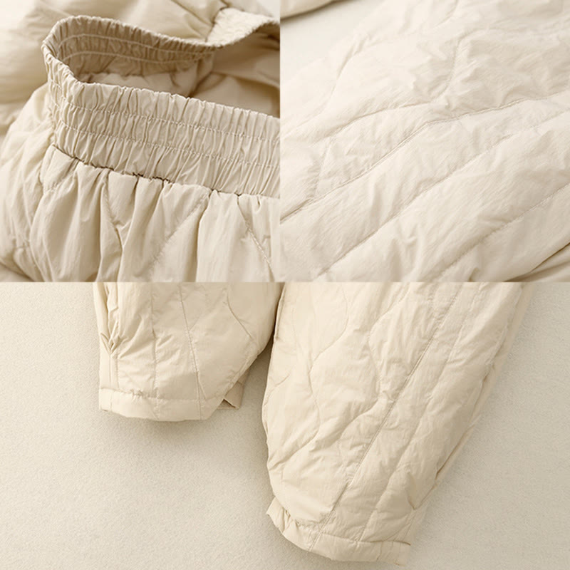 Buddha Stones Winter Einfarbige Damen-Thermohose aus Baumwolle mit Taschen - image 6
