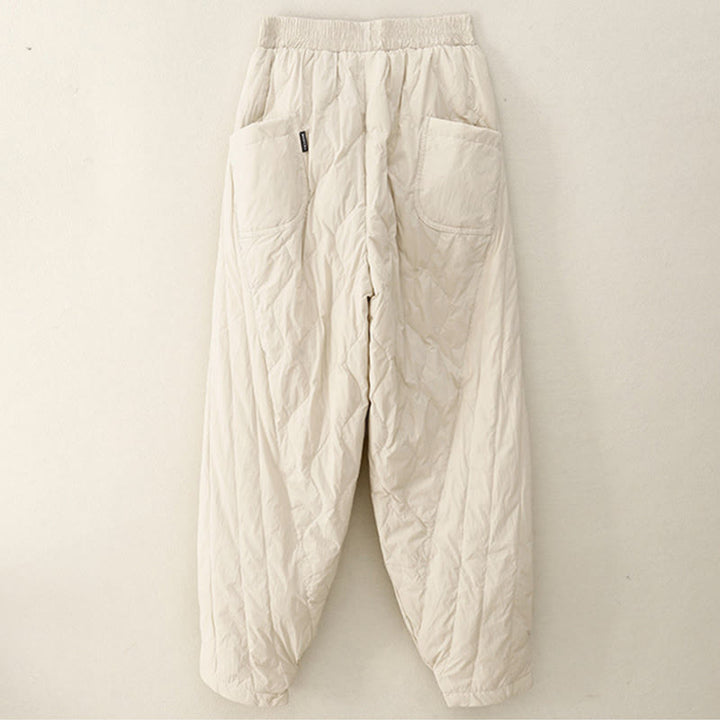 Buddha Stones Winter Einfarbige Damen-Thermohose aus Baumwolle mit Taschen - image 1